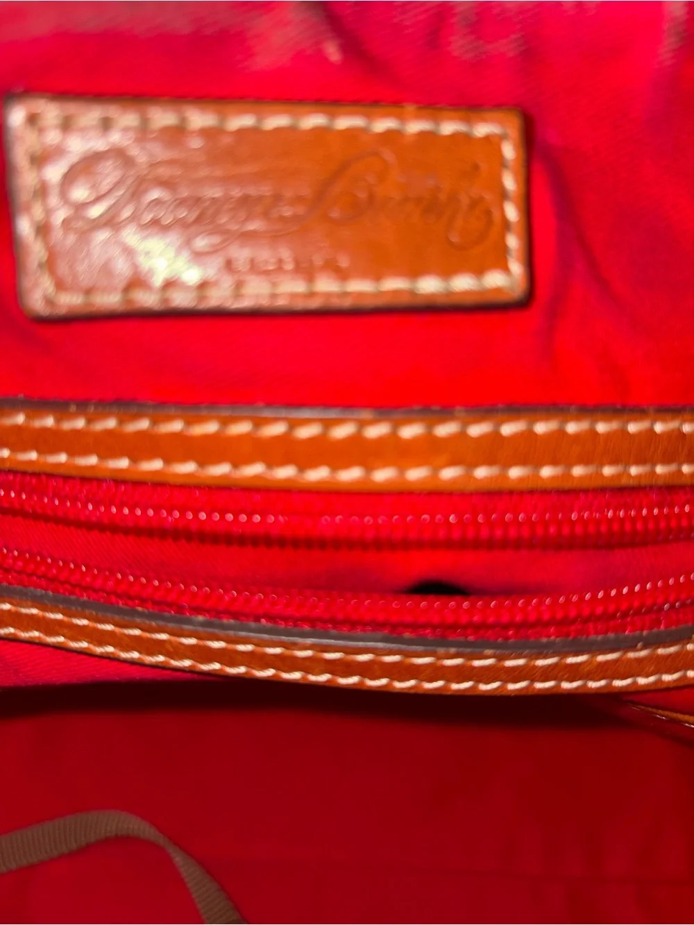 Dooney & Bourke Pebbled Leather Hobo Shoulder Bag – Blue with British Tan Trim - Picture 10 of 13